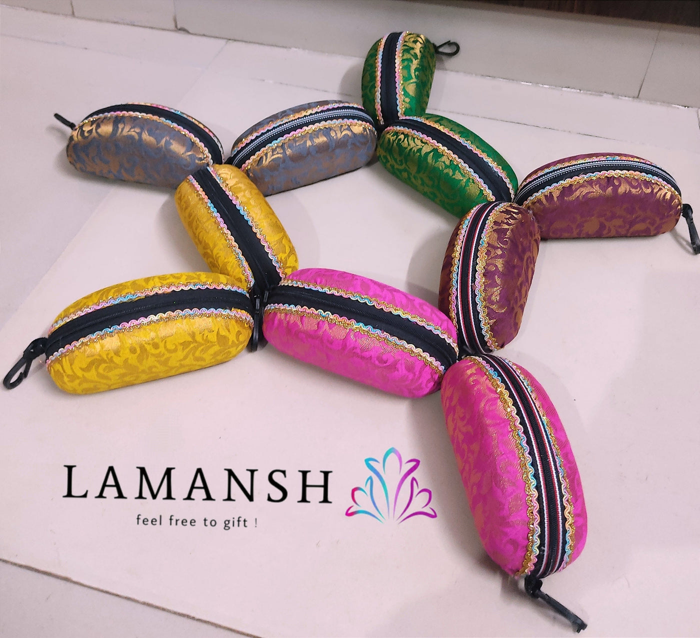LAMANSH ® sunglass cover LAMANSH® Sunglasses 🕶️ Cover/Case/Pouch-Bollywood Party-Sangeet /Maiyo Giveaways-Indian Punjabi Wedding-Return Gifts / Haldi & Mehendi Favors