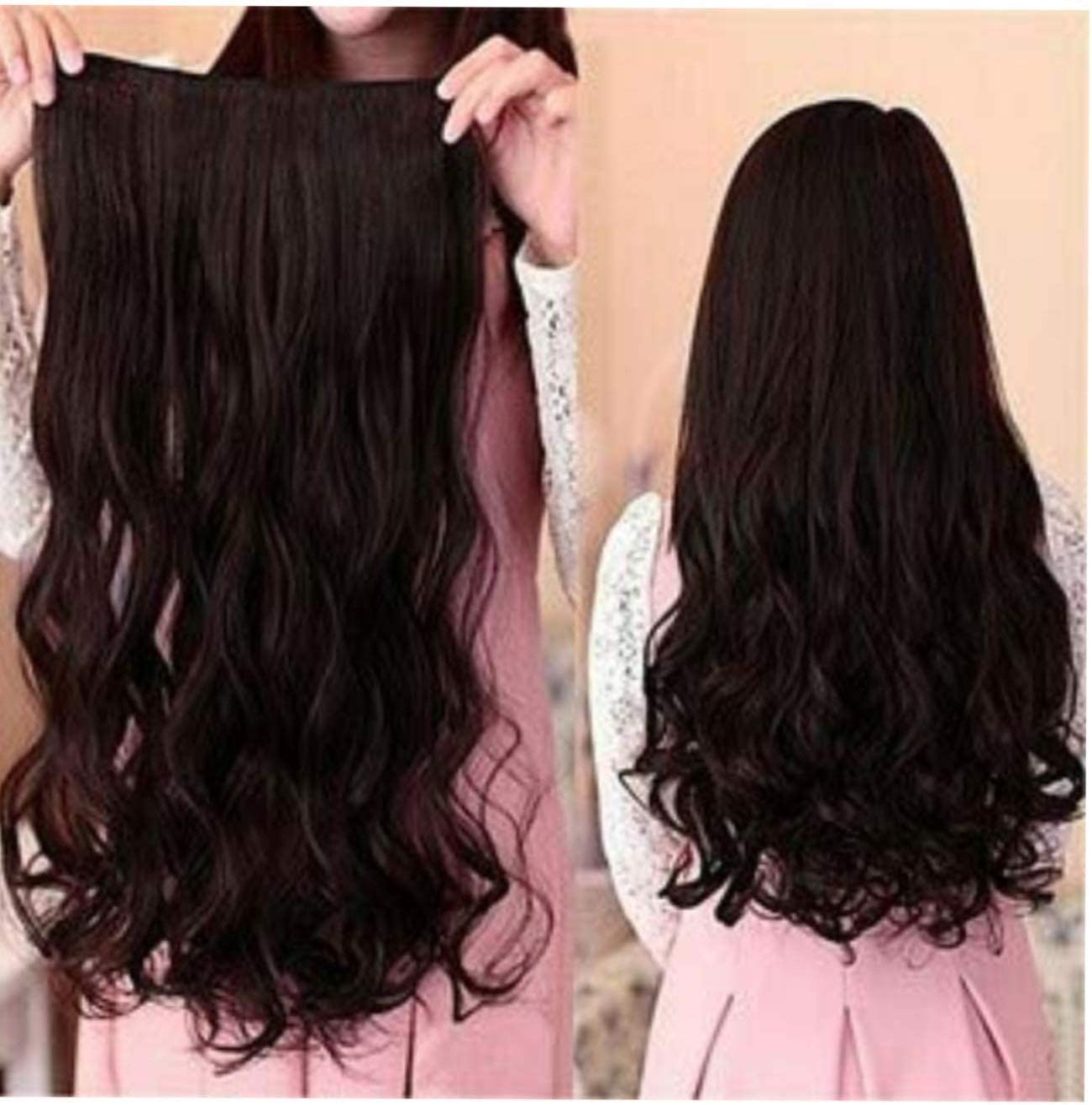 Lamansh Synthetic Hair Black / 24 inch / Curly Lamansh™ Black Curly Clip in Hair Extensions For Girls