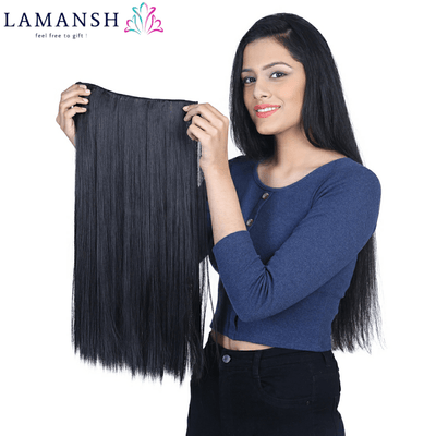 Lamansh™ Natural Black Straight Clip in Hair Extensions - Lamansh