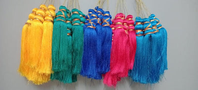 LAMANSH ® tassels hanging LAMANSH® (Pack of 50) 12 inch resham Silk Tassels Hangings for indian mehendi haldi wedding function / banquet hall decoration / Decor hangimgs for backdrop decoration