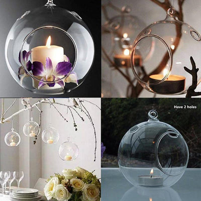 LAMANSH TeaLight Holder Glass / 1 / Standard LAMANSH® Glass Hanging Planter Tea Light Candle Holder for Party, Home Decor, Wedding, Living Room