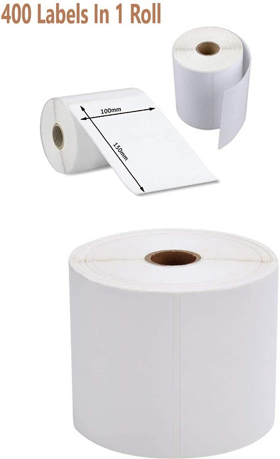 LAMANSH Thermal Roll White / Paper / 4"*6" (100*150) LAMANSH®  4" x 6" Direct Thermal Shipping Label Rolls Address Stickers for Ecommerce Shipment Compatible with TSC, Zebra & Rollo Label Printers (400 Labels; Pack of 1)