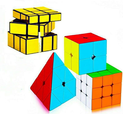 Lamansh Triangle , Mirror Cube, 3*3 & 2*2 Multicolor / Plastic / Triangle / Mirror Golden / 3*3 / 2*2 LAMANSH® Speed Cube 2x2 3x3 Pyraminx Triangle & Mirror Cube Combo 