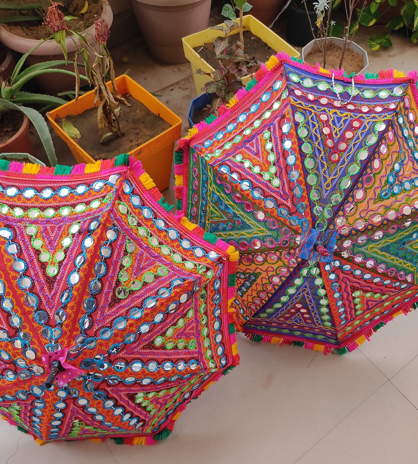 LAMANSH umbrella LAMANSH® Decorative Rajasthani Umbrella for Diwali decoration Umbrella Mehndi Decor Umbrella Party decor / Mirror work designer umbrella's