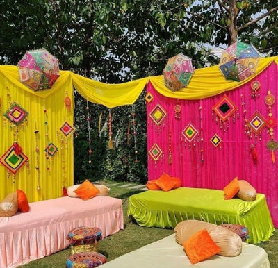 LAMANSH Umbrella Multicolor / Cotton / 10 LAMANSH® Pack of 10 Umbrella Diwali decoration Umbrella Henna Mehndi Decor Umbrella Party decor Parasol Wedding decor Umbrellas