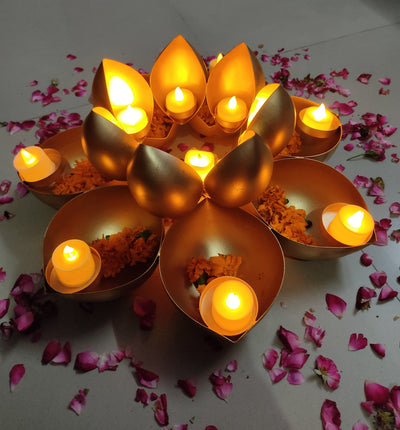 Lamansh urli LAMANSH® Lotus Shaped Urli / Diya Tealight Candle 🪔 holder stand / Metal Handcrafted urli for festival gifting 🎁 / Home decor product for Diwali