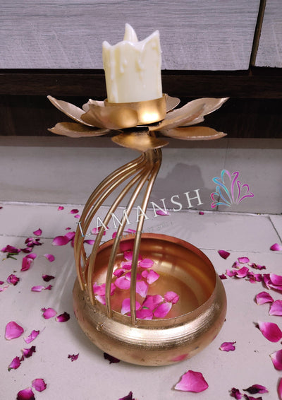 Lamansh urli LAMANSH® Metal Lotus Urli Bowl in Flower Design for Decoration / Ganpati Navratri Diwali Festival decoration / Metal Designer urli for pooja mandir home decoration