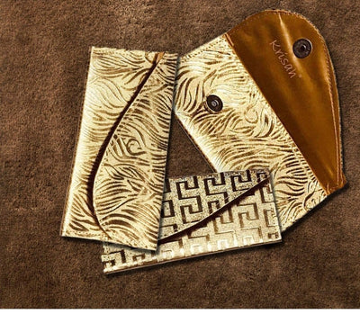 LAMANSH wedding envelope LAMANSH Pack of 2pcs Gold Leatherette Snap Button Closure Sagan/Shagun/Cash/Gift Envelopes
