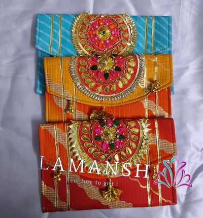 LAMANSH wedding envelope Pack of 5 LAMANSH ( Pack Of 5) Rajasthani designer clutches for wedding giveaways