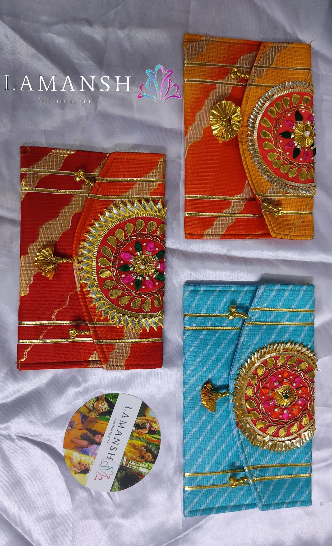 LAMANSH wedding envelope Pack of 5 LAMANSH ( Pack Of 5) Rajasthani designer clutches for wedding giveaways