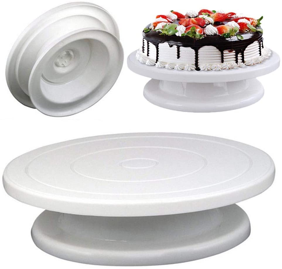 LAMANSH White / Plastic / 1 LAMANSH® Plastic Rotating Cake Decorating Revolving Turntable Baking Stand 360 Degree Rotator - White