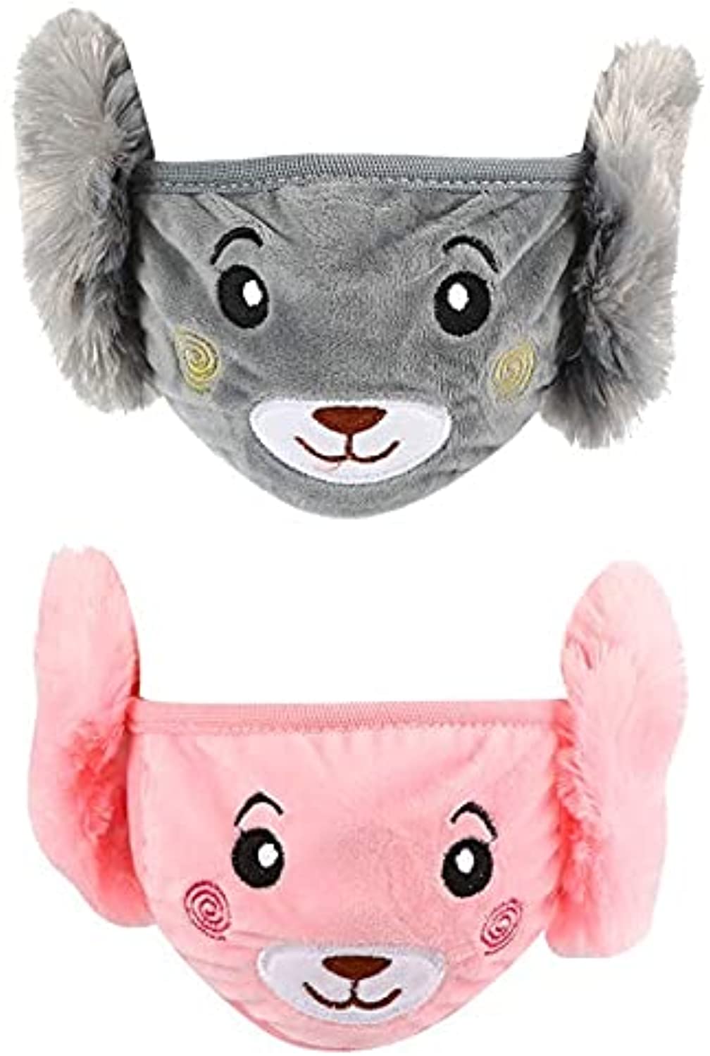 LAMANSH Winter Masks Multicolor / Fabric / Pack of 5 LAMANSH® 5 pc Girls/Boys Warm Winter Face Mask with Plush Ear Muffs Ear Covers Pack of 5 (Size 3-16 Years)