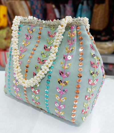 LAMANSH ® Women's hand Bag LAMANSH® Traditional Embroidered Side Magnet Beeds Handle Hand Bag 👜 / Return gift 🎁 & Favors for giveaways