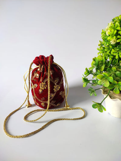 LAMANSH ® Women's Potli Bag LAMANSH® 4*7 inch Sequin work Cotton Velvet Designer Potli bags for Giveaways / Return Gifts 🎁 Favours for guests / Favours for wedding