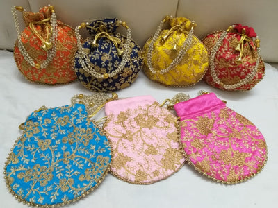 LAMANSH ® Women's Potli Bag LAMANSH 8 Pcs Potli bags for women handbags traditional Indian Wristlet with Drawstring Ethnic Embroidery Women Fashion Potli