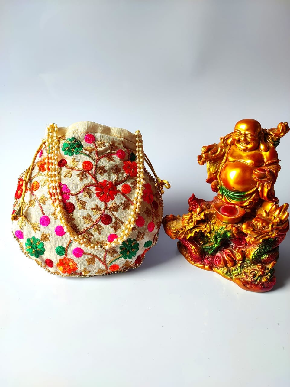 LAMANSH ® Women's Potli Bag LAMANSH® 9*9 inch Floral 🌸 embroidered Designer Potli bags for Giveaways / Return Gifts 🎁 Favours for guests / Favours for wedding