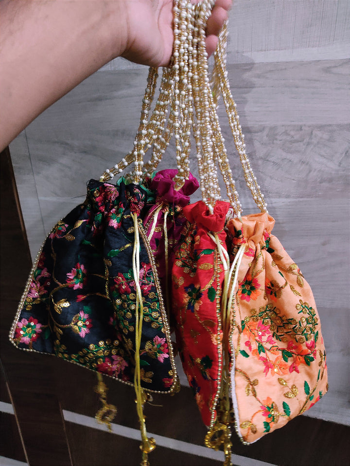 LAMANSH® 9*9 inch Floral 🌺 embroidered Designer Potli bags for Giveaways  Return Gifts 🎁 Favours for guests wedding favors for guests