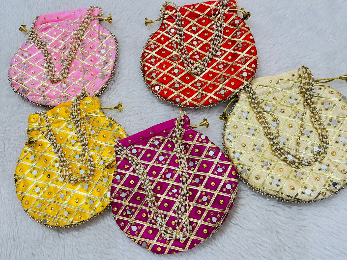 LAMANSH ® Women's Potli Bag LAMANSH® 9*9 inch Mirror work Designer Potli bags for Giveaways / Return Gifts 🎁 Favours for guests / Favours for wedding