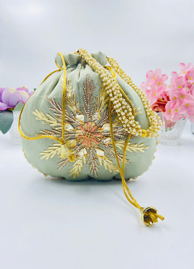 LAMANSH ® Women's Potli Bag LAMANSH® Floral design Potli bags for gifting / Gota Work Potli bags for indian wedding ceremonies