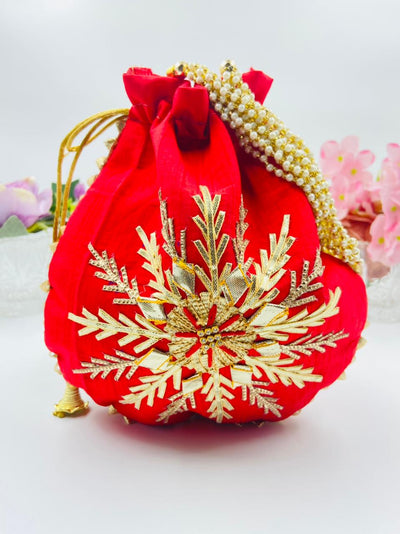 LAMANSH ® Women's Potli Bag LAMANSH® Floral design Potli bags for gifting / Gota Work Potli bags for indian wedding ceremonies