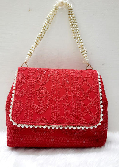 LAMANSH ® Women's Potli Bag LAMANSH® Lucknowi Chikankari work hand bags for women / Best gift 🎁 option too