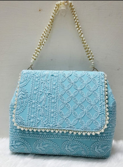 LAMANSH ® Women's Potli Bag LAMANSH® Lucknowi Chikankari work hand bags for women / Best gift 🎁 option too