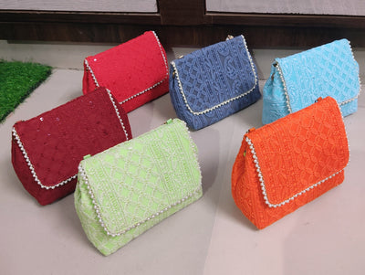 LAMANSH ® Women's Potli Bag LAMANSH® Lucknowi Chikankari work hand bags for women ( Size 8*7 inch) Best gift 🎁 option too