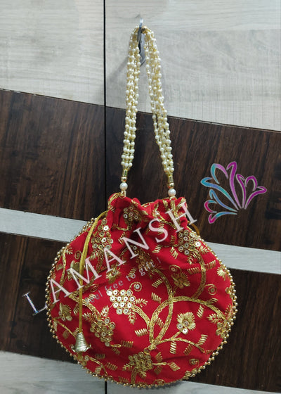 LAMANSH ® Women's Potli Bag LAMANSH Pack of 5 Potli bags for Giveaways for women handbags traditional Indian Wristlet with Drawstring Ethnic Embroidery Women Fashion Potli