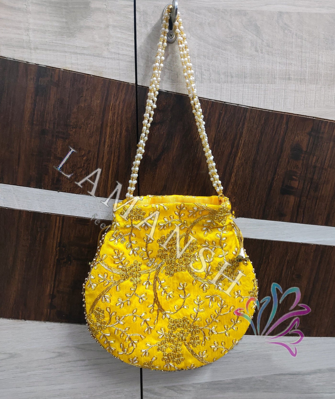 LAMANSH ® Women's Potli Bag LAMANSH Pack of 5 Potli Purse bags Giveaways for women handbags traditional Indian Wristlet with Drawstring Ethnic Embroidery Women Fashion Potli