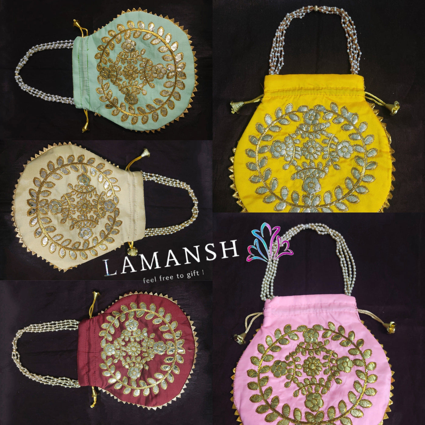 Traditional Embroidered Potli Handbag, Bag With Pearl Handle and Designer  Pattern for Wedding, Evening Party, Ethnic Wear and Gifting. - Etsy Canada  | Fancy bags, Purses and bags, Girly bags