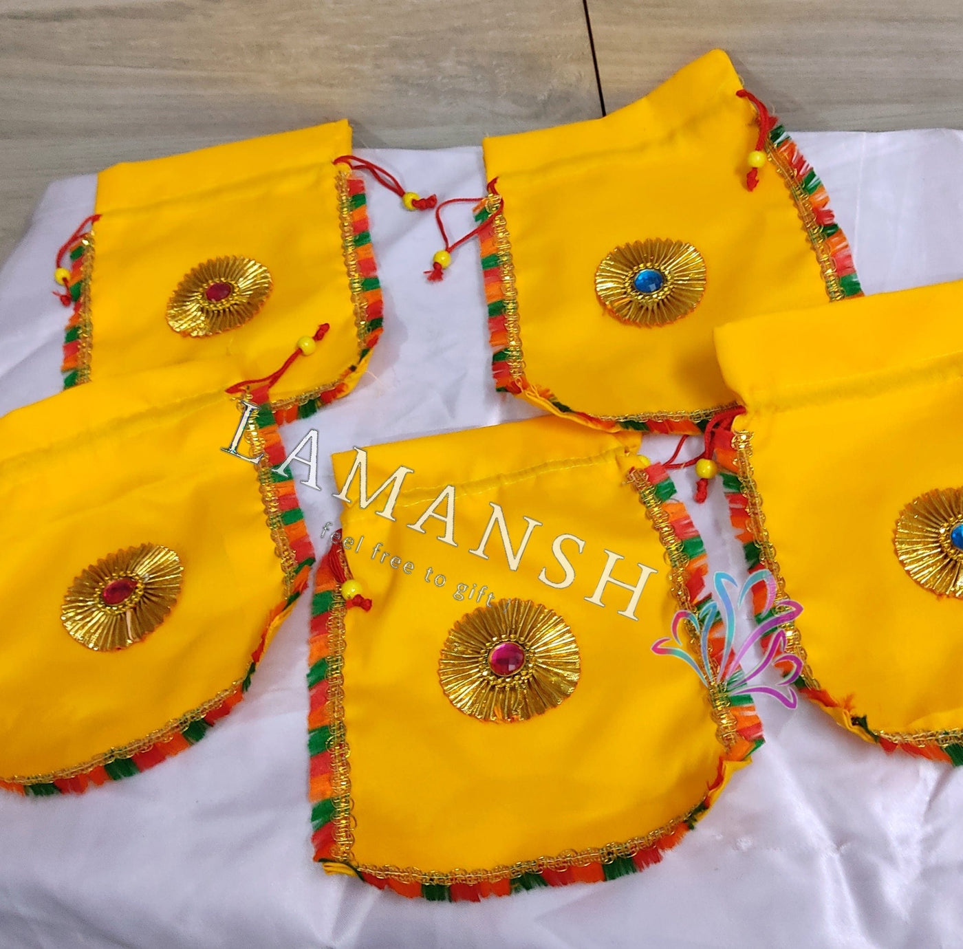 LAMANSH ® Women's Potli Bag LAMANSH Set of 10 (7*9 inch) Rajasthani Designer Potli Bags for Giveaways / Perfect for Gifting