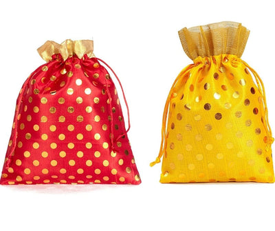 LAMANSH ® Women's Potli Bag LAMANSH Women’s Ethnic Rajasthani Polka Dots Potli Bag for Return Gifts (Pack of 2)– Medium