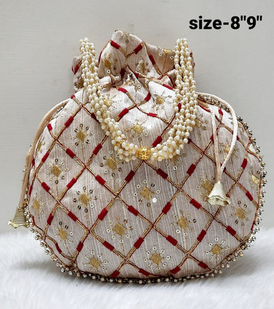 LAMANSH ® Women's Potli Bag Pack of 1 LAMANSH® Sequins Embroidery Mix Color Potli bags for women / Traditional Wedding Return Gifts