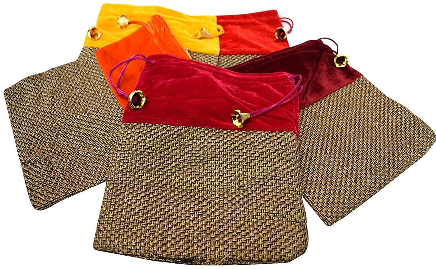 LAMANSH ® Women's Potli Bag Pack of 10 / Assorted color LAMANSH Pack of 10 (7*9inch) Women's Potli Bag For gifting / Royal Velvet Potli Bag