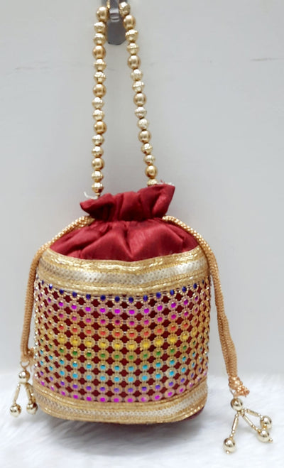 LAMANSH ® Women's Potli Bag Pack of 10 / Assorted Colours LAMANSH Set of 10 Pcs Designer Potli bags for women / Embroidered potli bags for wedding favours