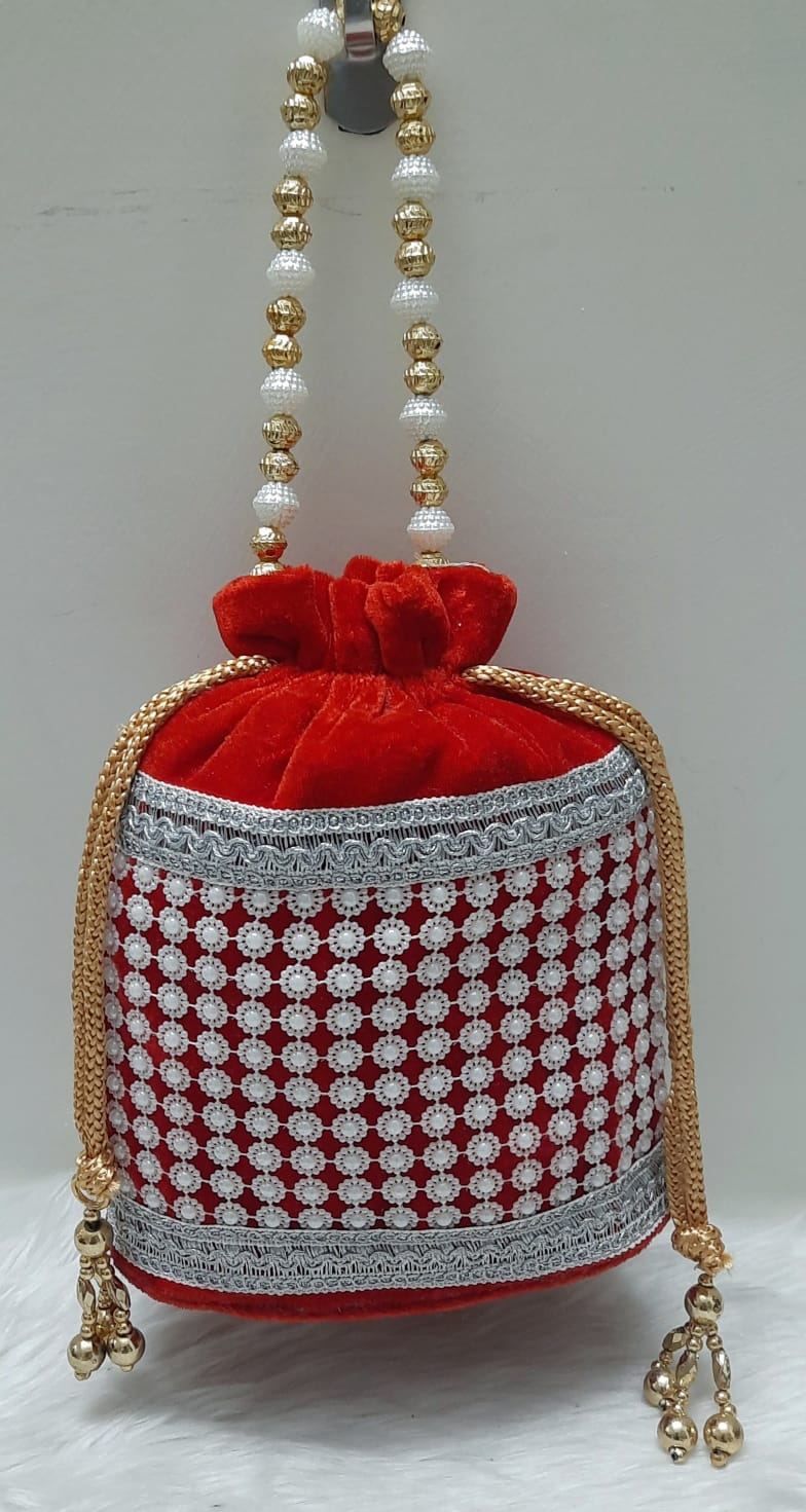 LAMANSH ® Women's Potli Bag Pack of 10 / Assorted Colours LAMANSH Set of 10 Pcs Designer Potli bags for women / Embroidered potli bags for wedding favours