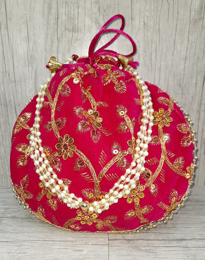 LAMANSH ® Women's Potli Bag Pack of 10 / Assorted Colours LAMANSH Set of 10 Pcs Designer Potli bags for women / Sequin Embroidered potli bags for wedding favours