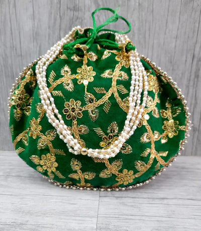 LAMANSH ® Women's Potli Bag Pack of 10 / Assorted Colours LAMANSH Set of 10 Pcs Designer Potli bags for women / Sequin Embroidered potli bags for wedding favours
