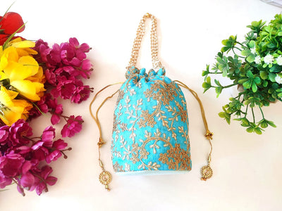 LAMANSH ® Women's Potli Bag Pack of 10 LAMANSH (Pack of 10 ) 7*9 inch Potli Bag For gifting / Designer Potli Bags for Gifting 🎁
