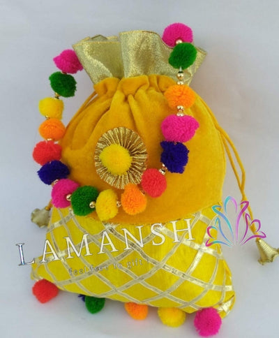 LAMANSH ® Women's Potli Bag Pack of 10 LAMANSH (Pack of 10 ) 7*9 inch Women's Potli Bag For gifting / Velvet Potli Bag Bridal Purse Women handbag Shagun & Gifts