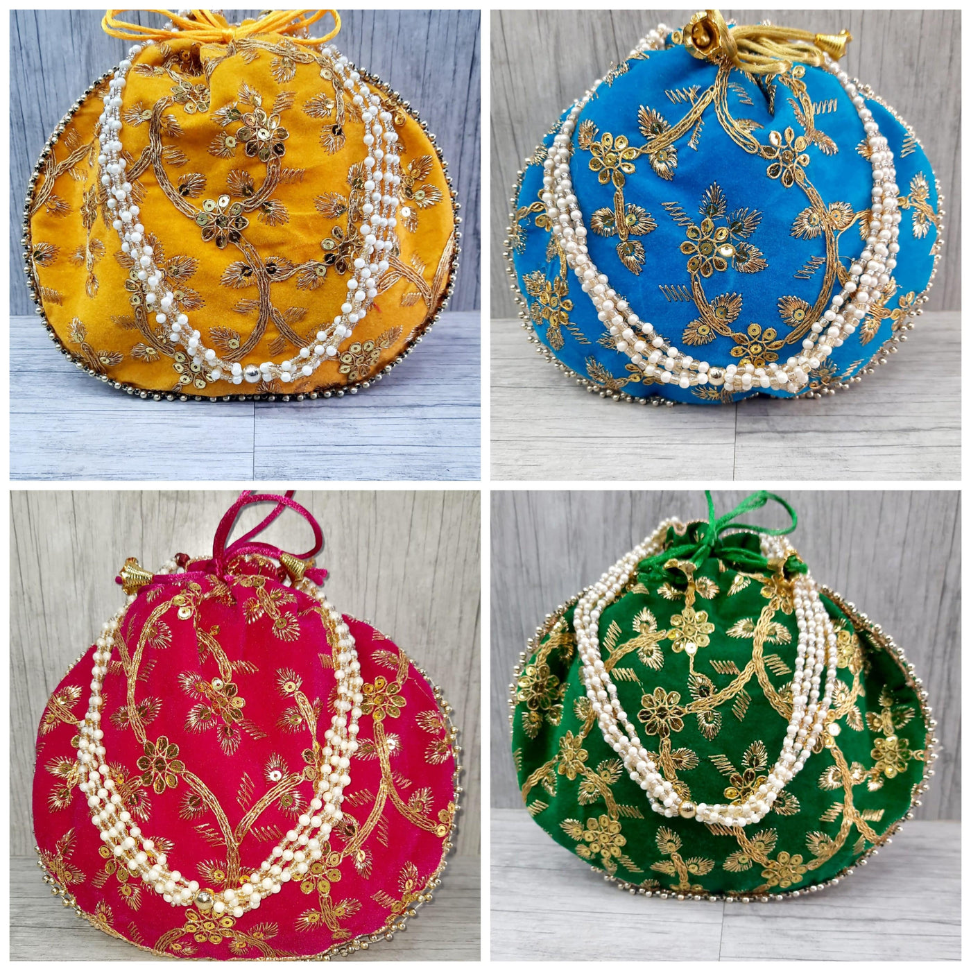 LAMANSH ® Women's Potli Bag Pack of 10 LAMANSH Pack of 10 Pcs Potli bags for women handbags traditional Indian Wristlet with Drawstring Ethnic Embroidery Women Fashion Potli