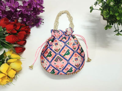 LAMANSH ® Women's Potli Bag Pack of 10 LAMANSH® (Pack of 10 Pcs) Potli bags for women handbags traditional Indian Wristlet with Gota Work