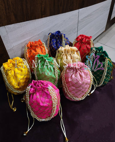 LAMANSH ® Women's Potli Bag Pack of 10 LAMANSH® Pack of 10 Women's Potli Bag Women's Designer Potli Bag