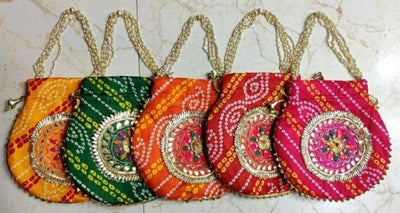 LAMANSH ® Women's Potli Bag Pack of,15 / Multicolor / Cotton LAMANSH® (Pack of 15) Women's Potli Bag For gifting / organza party favour gift bags  /Potli Bag for women with Zari Work