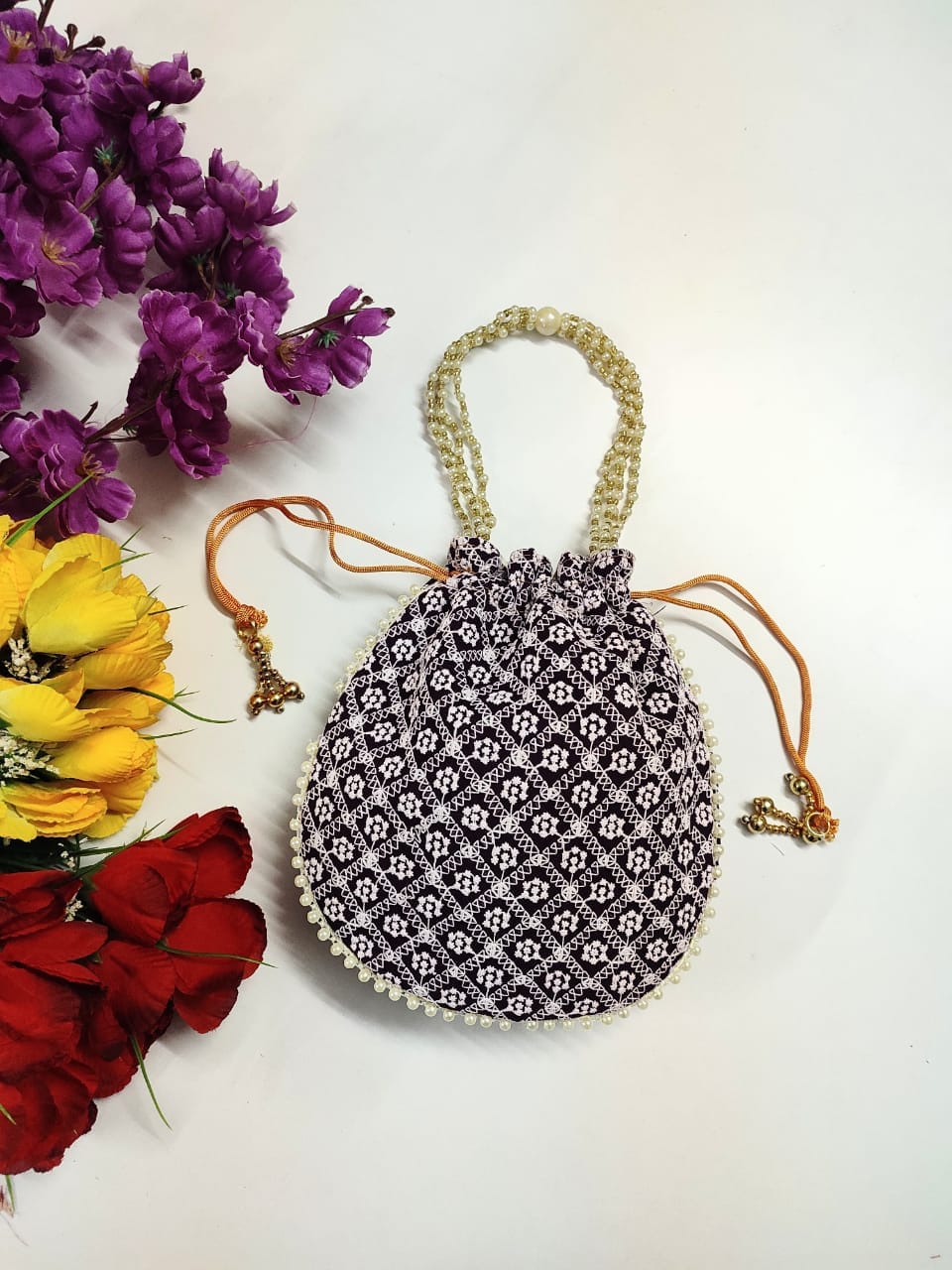 LAMANSH ® Women's Potli Bag Pack of 20 / Assorted Colour Patterns LAMANSH 20 Pcs Potli bags for women handbags traditional Indian Wristlet with Drawstring Ethnic Embroidery Women Fashion Potli