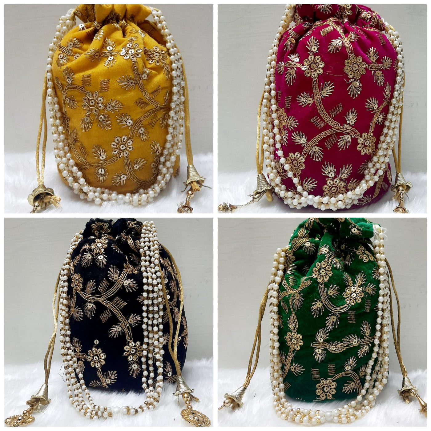 Ailtino Women's Potli Handmade Beige Color Potli bag, Zari Embroidered Purse,  India Ethnic Drawstring bag, Batwa Bag, Designer Tote Bag, casual bag