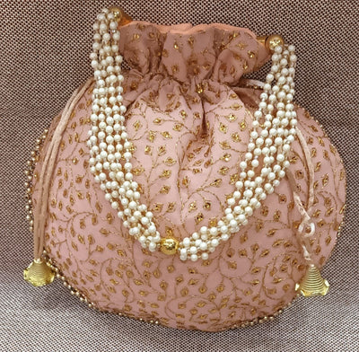 LAMANSH ® Women's Potli Bag Pack of 20 LAMANSH® 20 pcs (8×9 inch) Fabric Golden Sequin Embroidered Potli Bags / Potli hand bags for Gifting 🎁 & Favours