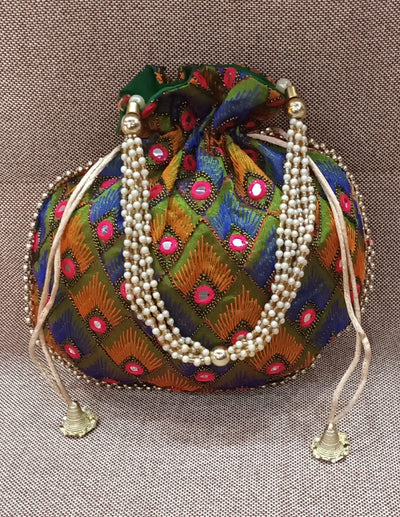 LAMANSH ® Women's Potli Bag Pack of 20 LAMANSH® 20 pcs (8×9 inch) Fabric New Design Embroidered Potli Bags / Potli hand bags for Gifting 🎁 & Favours