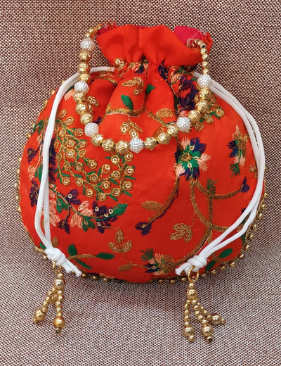 LAMANSH ® Women's Potli Bag Pack of 20 LAMANSH® 8×9 inch Fabric Floral 🌸 Work Embroidered Potli Bags / Designer Potli hand bags for Gifting 🎁