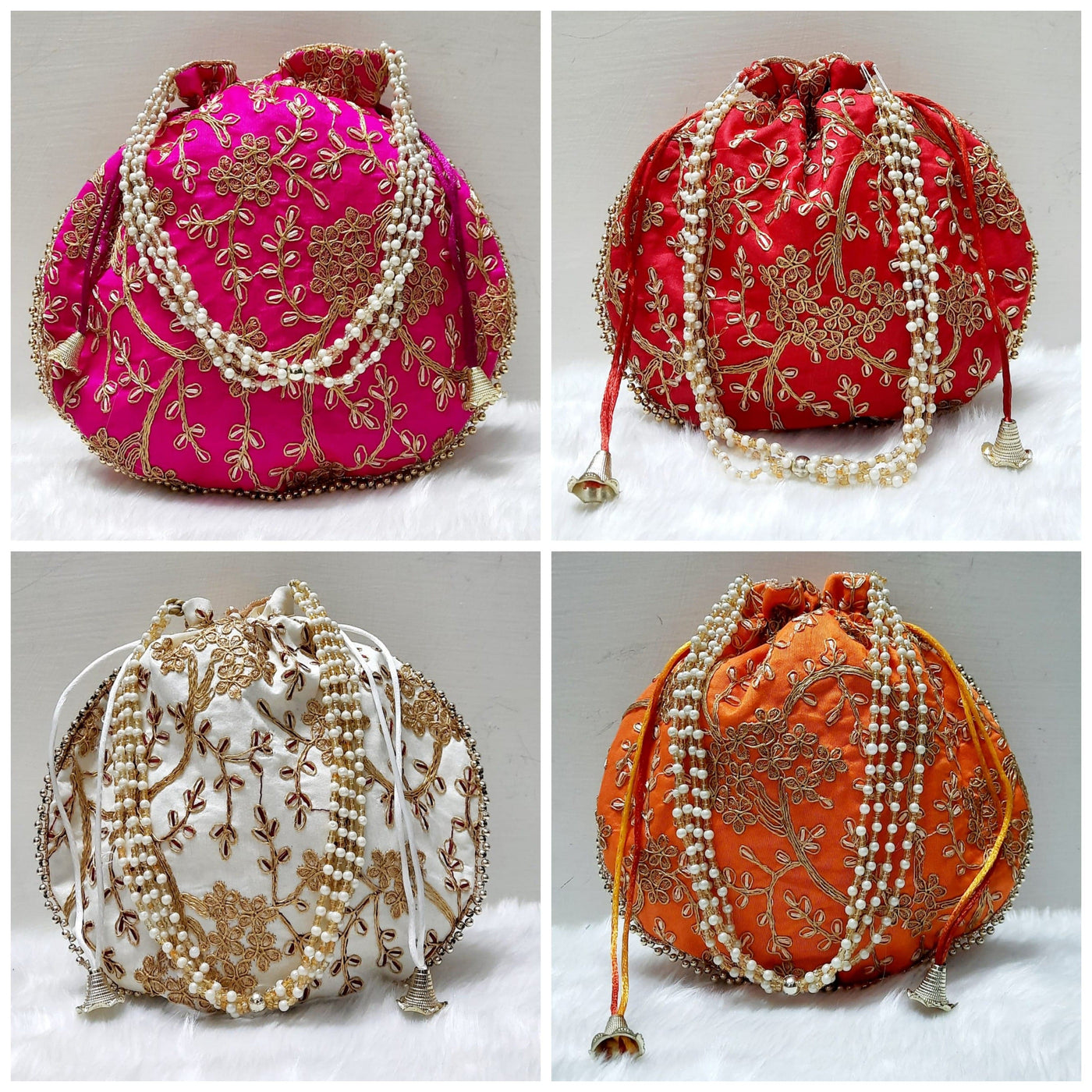 LAMANSH ® Women's Potli Bag Pack of 20 LAMANSH Pack of 20 Pcs Matka Style Tree Pattern Potli bags for women handbags traditional Indian Wristlet